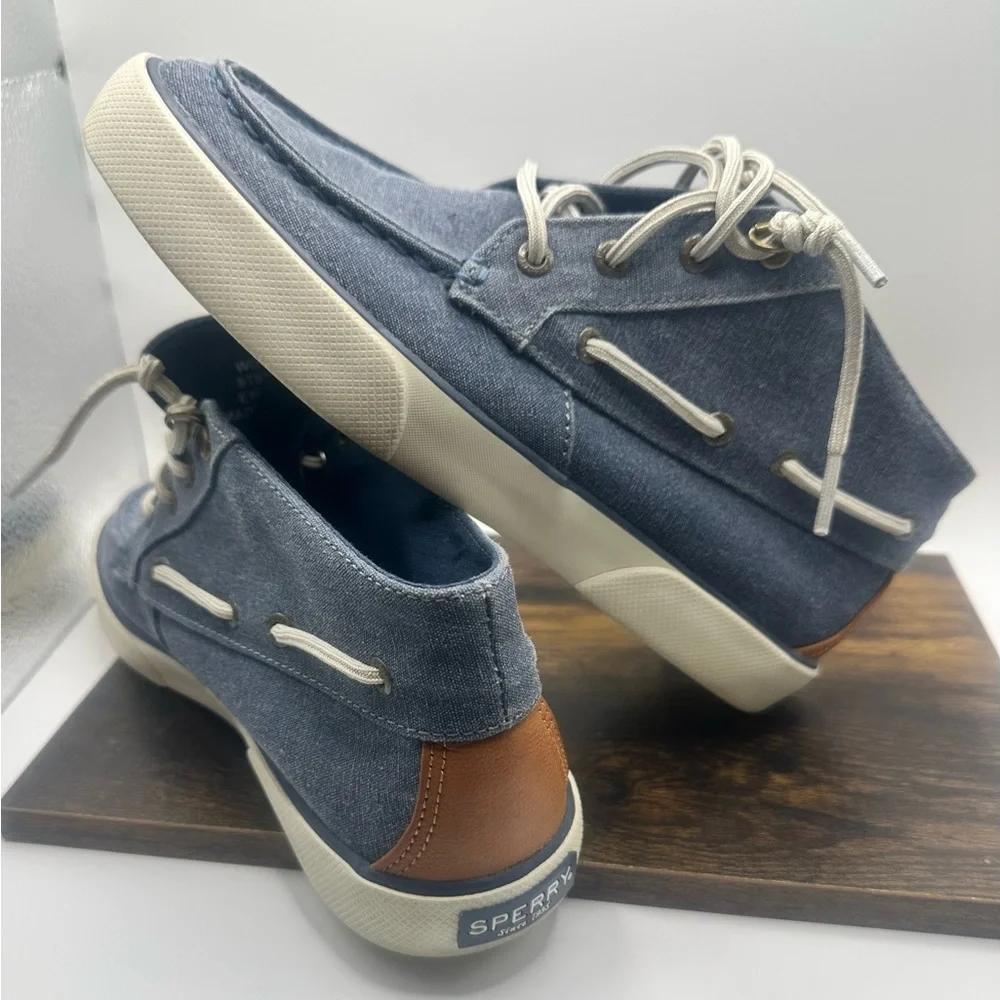 Sperry Denim Blue Pier Crest Ankle Boat Shoes - Size 7